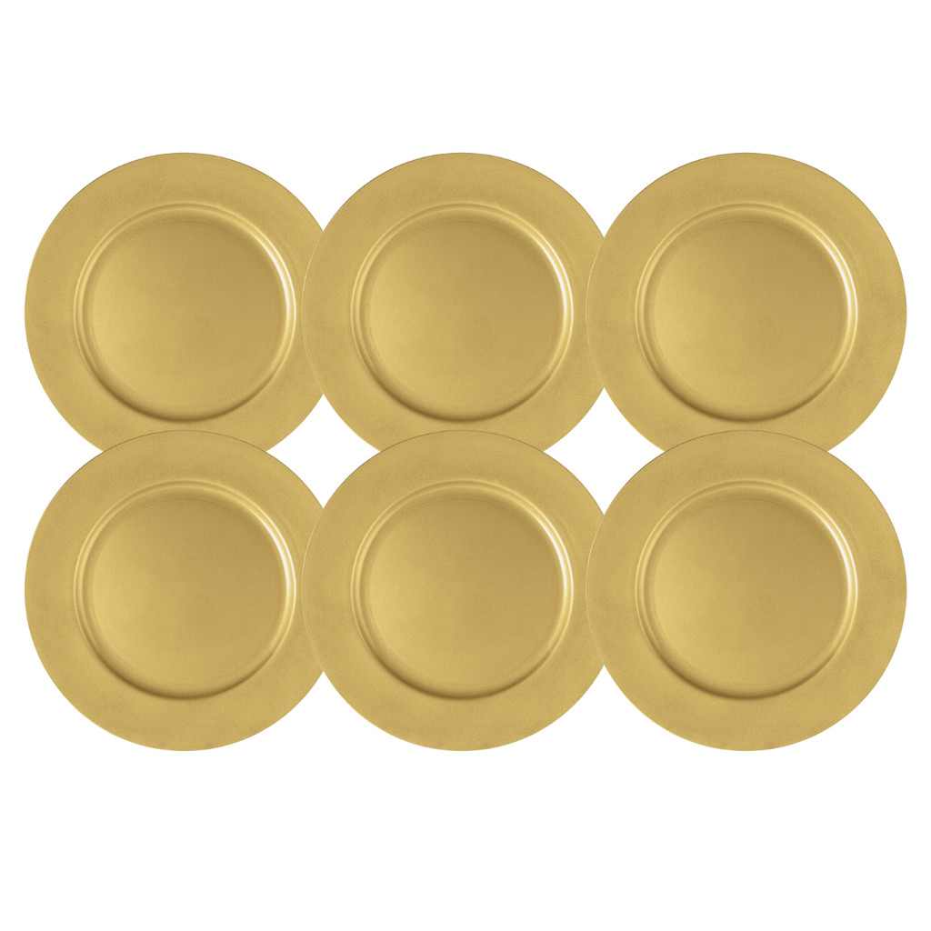 Kit 6 Sousplat Redondo Dourado PP 33Cm Rafimex