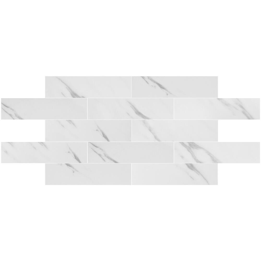 Tijolinho Marmore Branco Jazz Adesivo Flexivel p Parede 30x7,5cm - 12 Un.