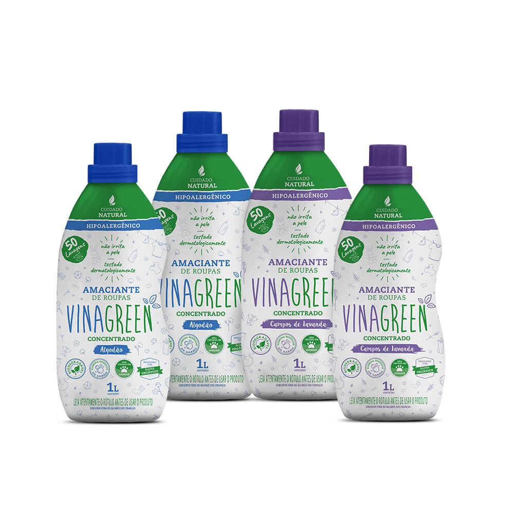 Combo Amaciantes Vinagreen 1L Algodão + Lavanda