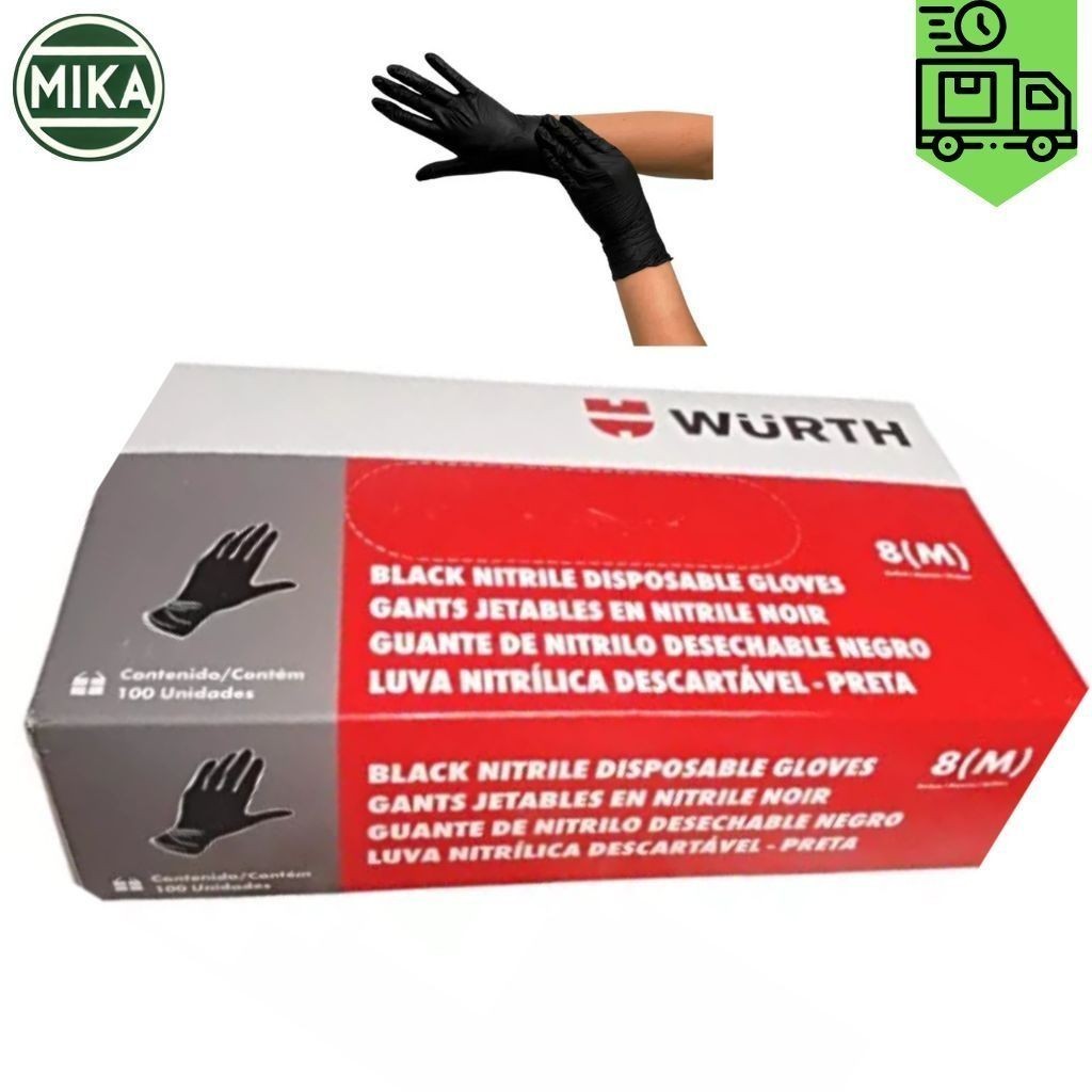 Luva Nitrilica Descartavel Preta C/100 Unid-tam 8 M Wurth