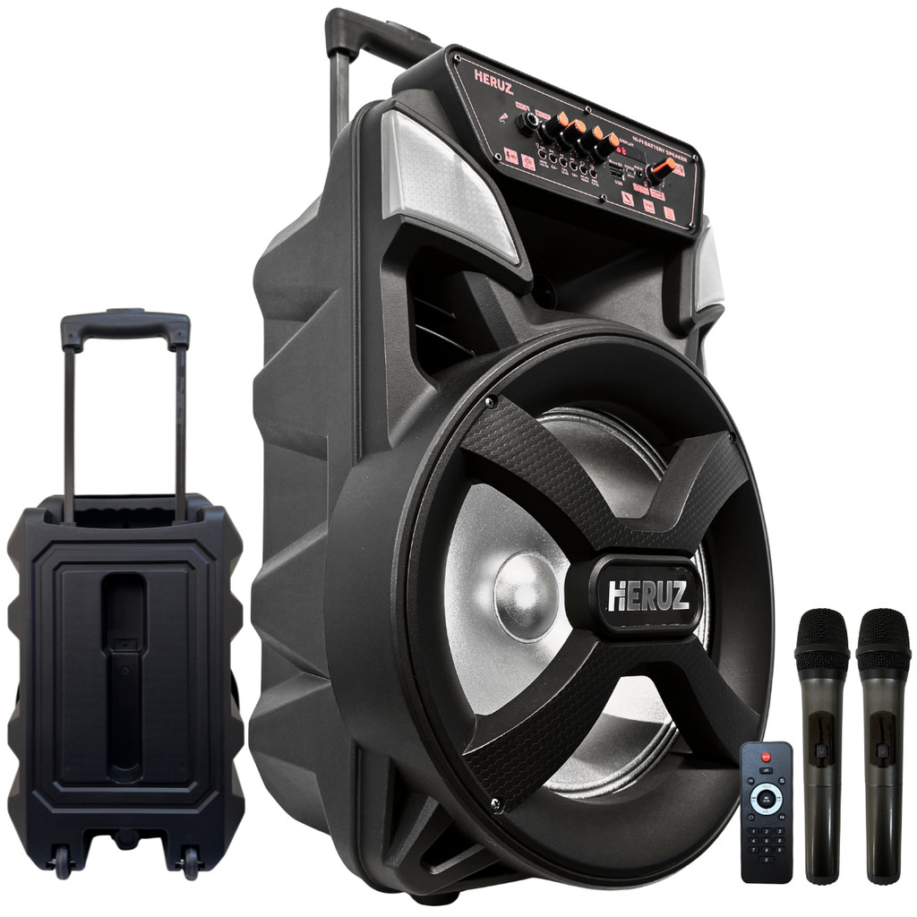 Caixa Amplificada Som Potente Alto Grande 110/220v Microfones Sem Fio Karaoke