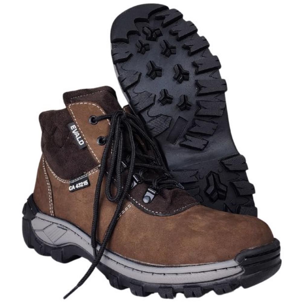 Botina de Segurança Couro Nobuk Marrom EVALD N°37 em Oferta na Shopee