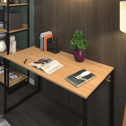 Escrivaninha Industrial 120cm Mesa de Computador Tampo MDP Pés aço