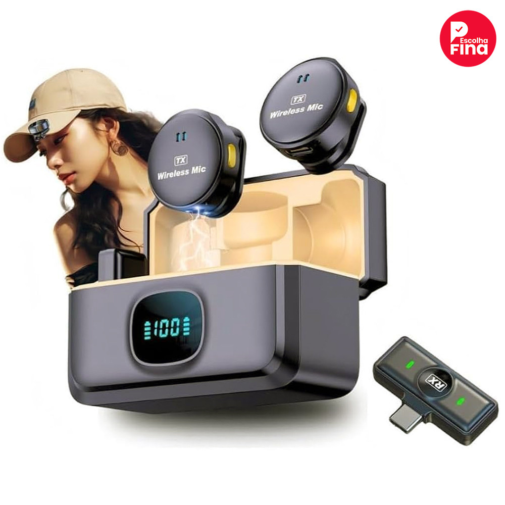 Mini Microfone De Lapela Sem Fio Profissional Magnético Com Cancelamento De Ruído Para iPhone Android Type C Phone