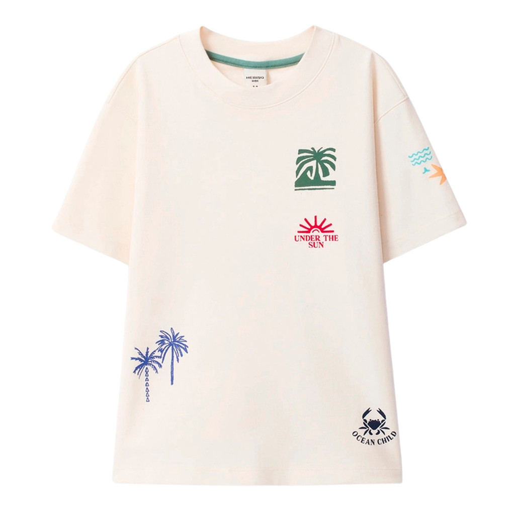 Camiseta Hering Infantil Off White Oversized Super Cotton