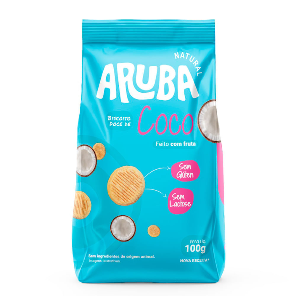 Biscoito Doce de Coco Aruba Natural  Sem Glúten e Sem Lactose 100g - Food & Beverages