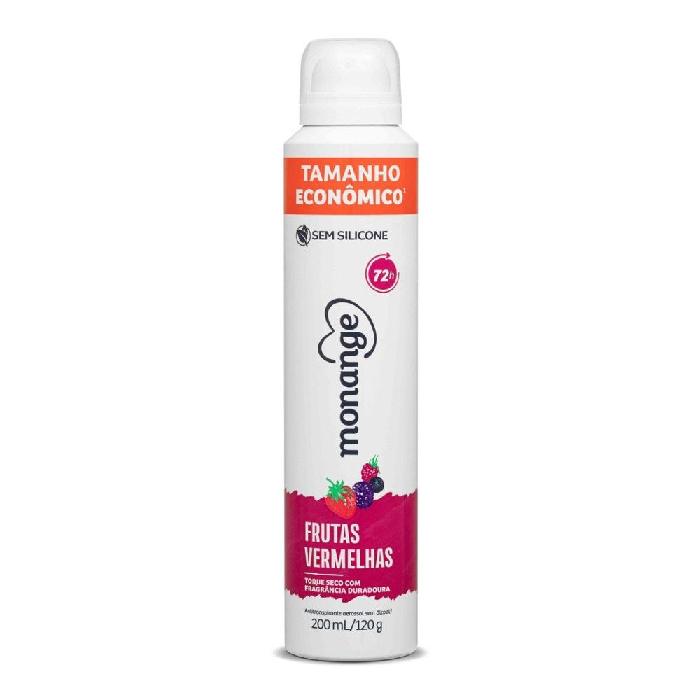 Desodorante Monange Frutas Vermelhas Aerossol Antitranspirante Feminino 200ml - Beauty