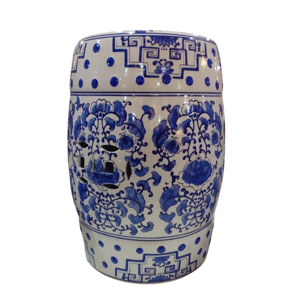 GARDEN SEAT CERAMICA  AZUL 26.5X45CM em Oferta na Shopee