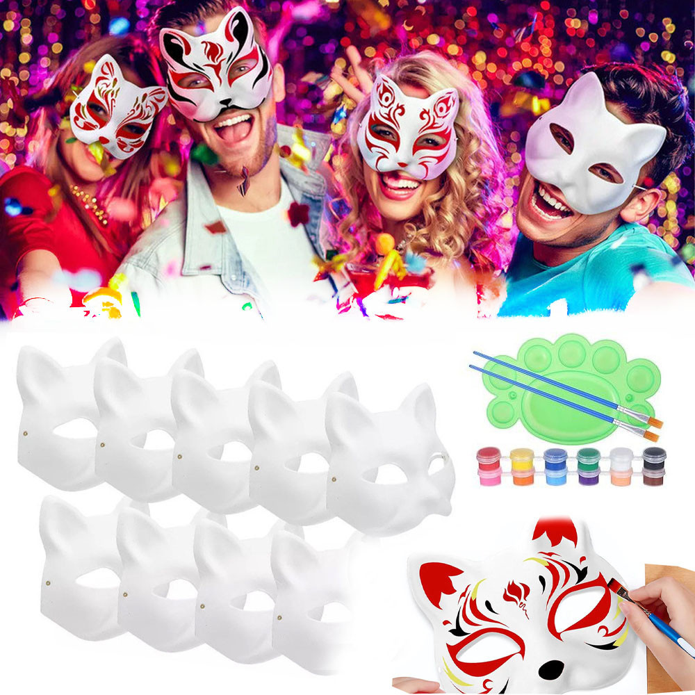 Kit 10 Máscara Pintada À Mão Sortidas balada Branca Carnaval