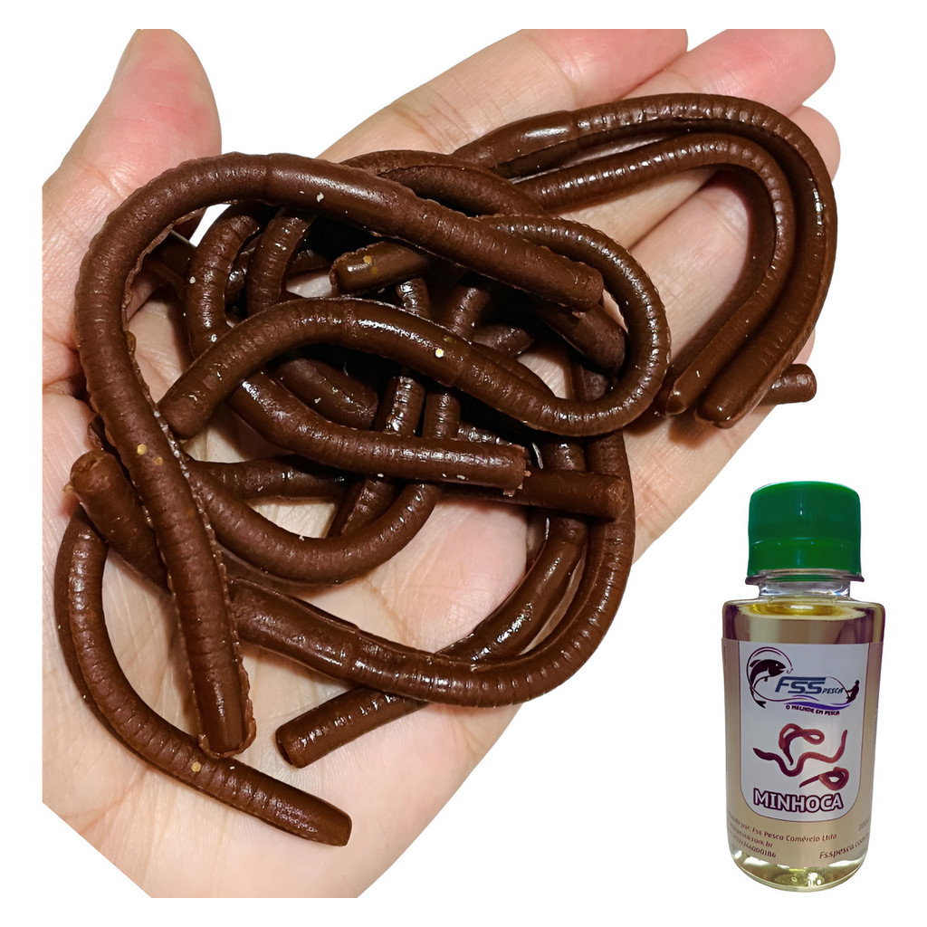 10 Isca Artificial Minhoca Minhocuçu 13cm + Essência Minhoca