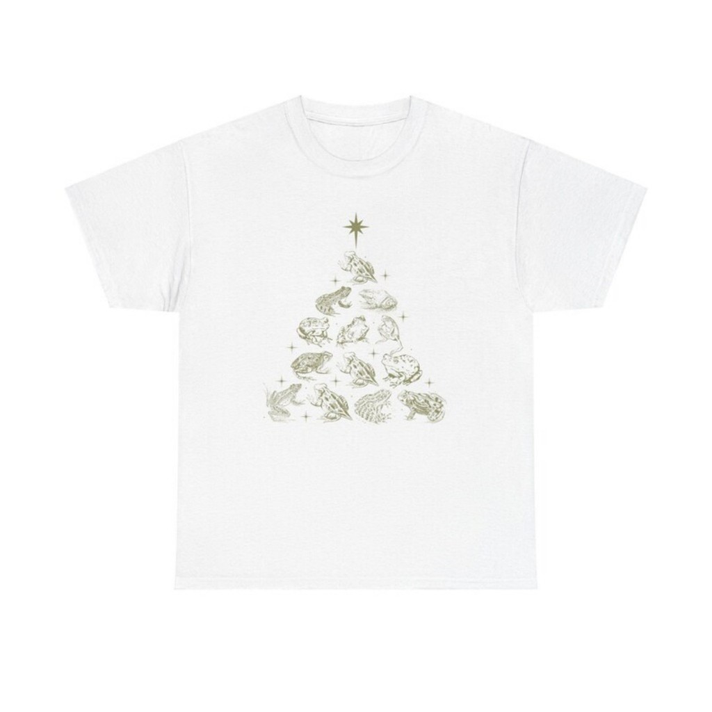 camiseta unissex oversized streetwear estampaGoblincore Shirt Frog Shirt Christmas Frog Tshirt algodão Branco
