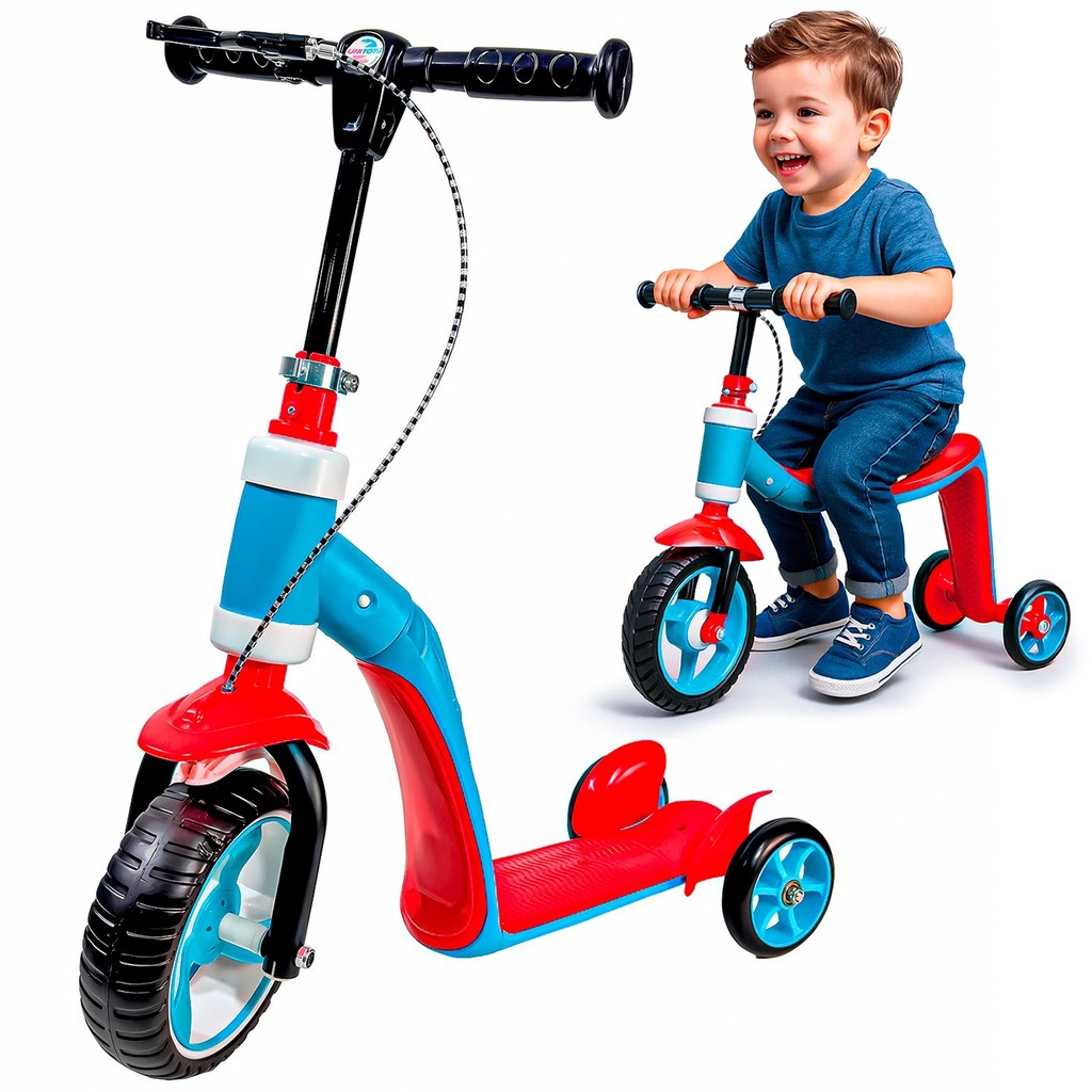 Patinete Infantil Andador Com Banco 3 Rodas Azul Meninos - Unitoys
