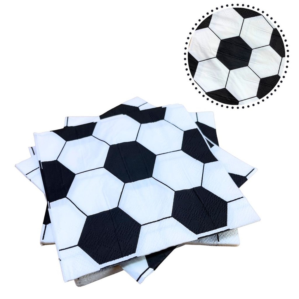 20 GUARDANAPOS BOLA FUTEBOL FESTA  25 X 25 SILVER em Oferta na Shopee