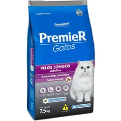 Ração Premier Gatos Pelos Longos Ambi Internos Salmão 7,5Kg