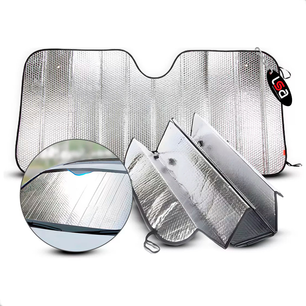 Protetor Solar Para-brisa Dobrável Metalizado Proteção UV Reduz Calor Ventosas Evita Ressecamento Painel Universal em Oferta na Shopee