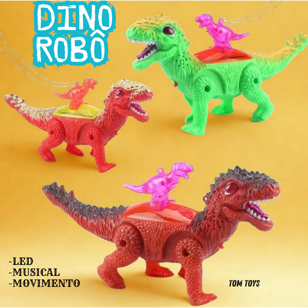 Brinquedo Dinossauro Robô LED Com Mini Dinossauro Luz Som Movimento Infantil em Oferta na Shopee