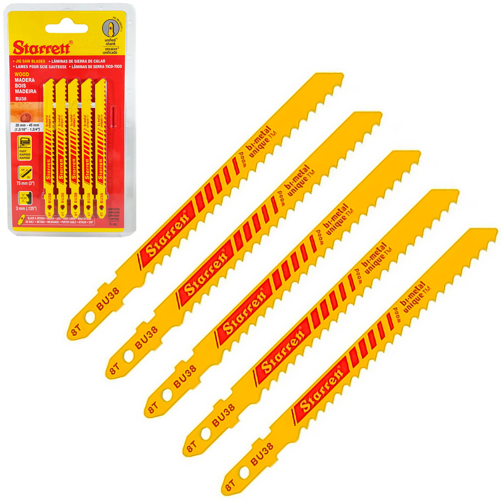 Kit Lâminas Serra Tico-Tico Madeira 75mm 6D BU38 STARRET 5 Unidades Corte Profissional Fácil em Oferta na Shopee