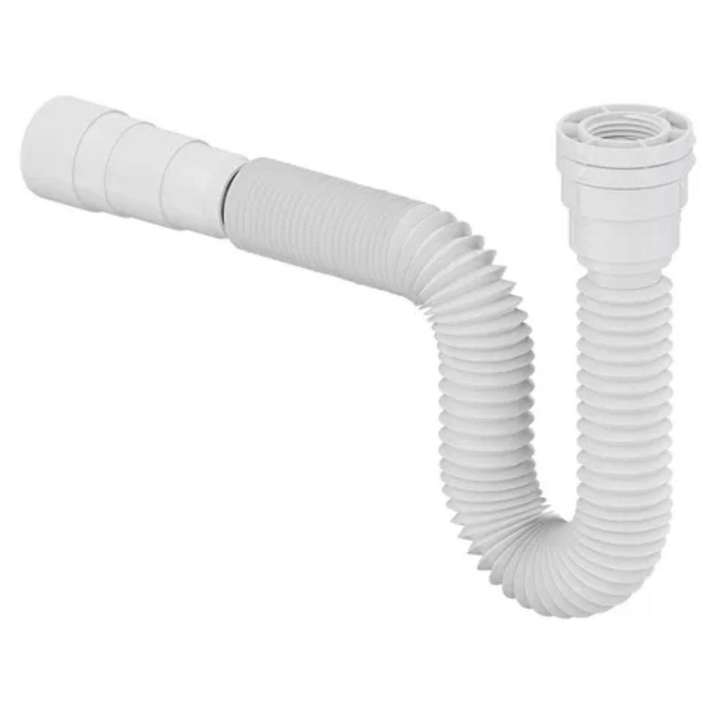 Sifão Sanfonado 66cm Multiuso Ajustável Branco Universal Extensivo Para Pia Banheiro Cozinha - Tigre