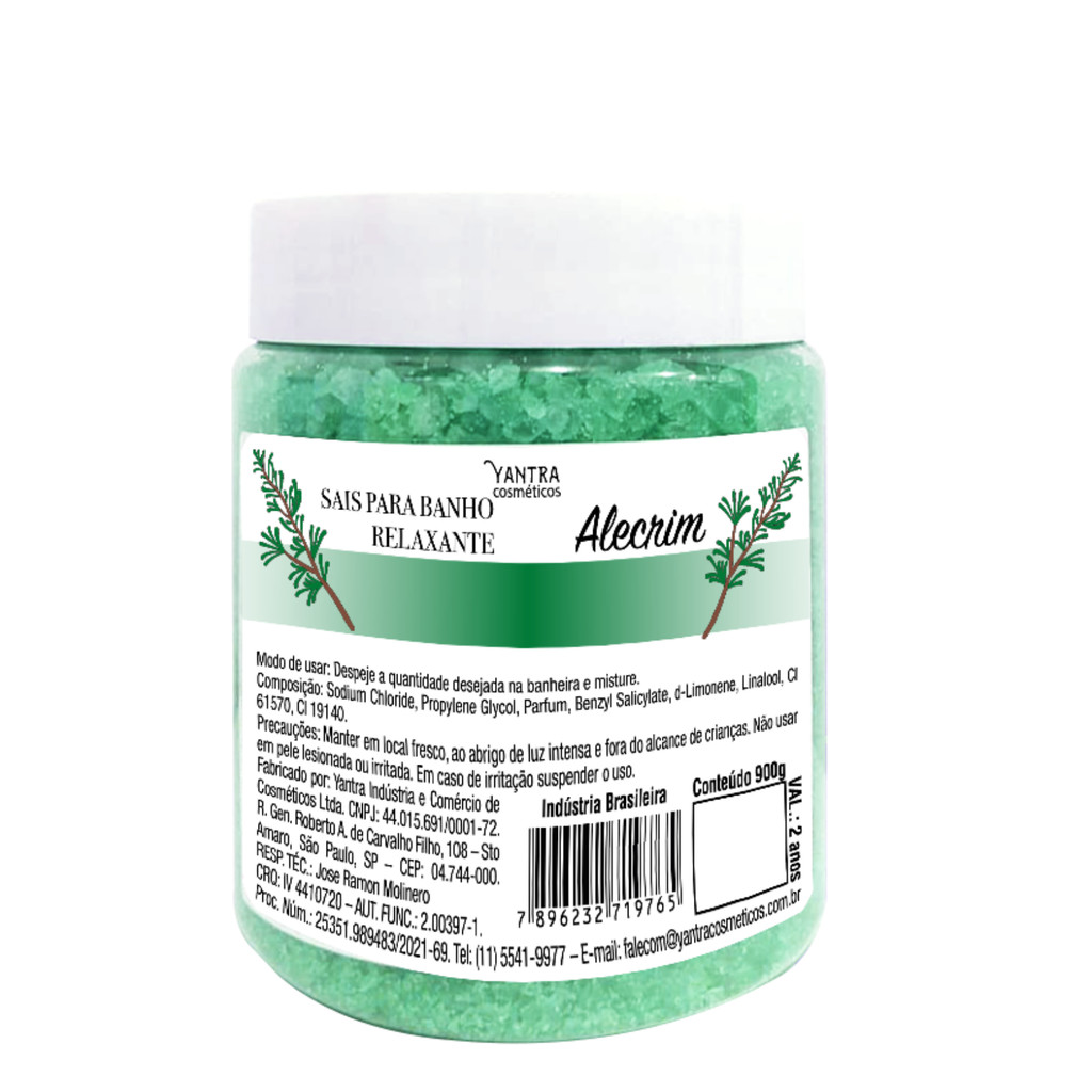 Sais Para Banho Banheira Alecrim Lavanda Rosas Camomila 900g Fragrância Aromatizante Relaxante