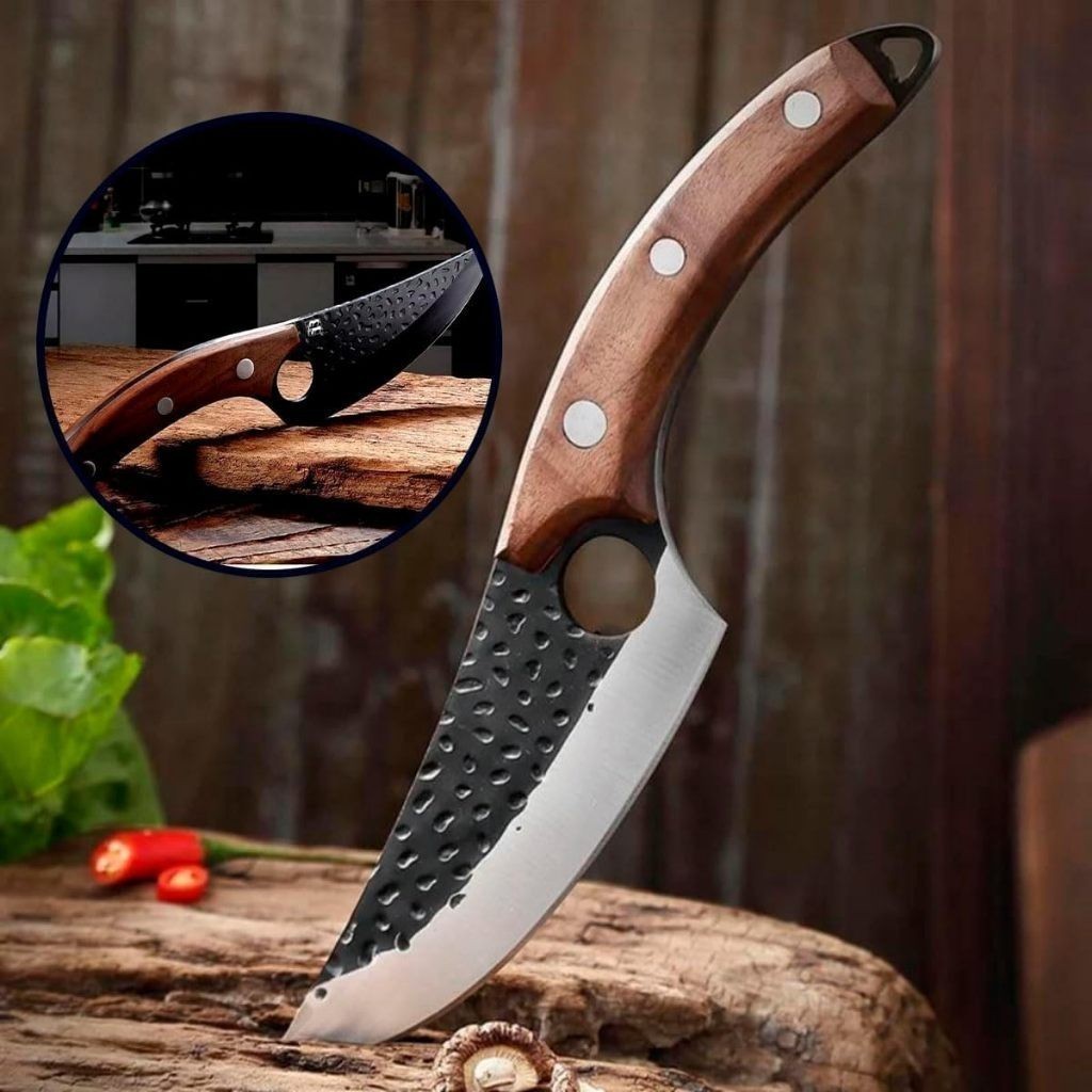 Faca Artesanal de Churrasco com Bainha Lâmina Afiada Madeira Restaurante bainha protetora