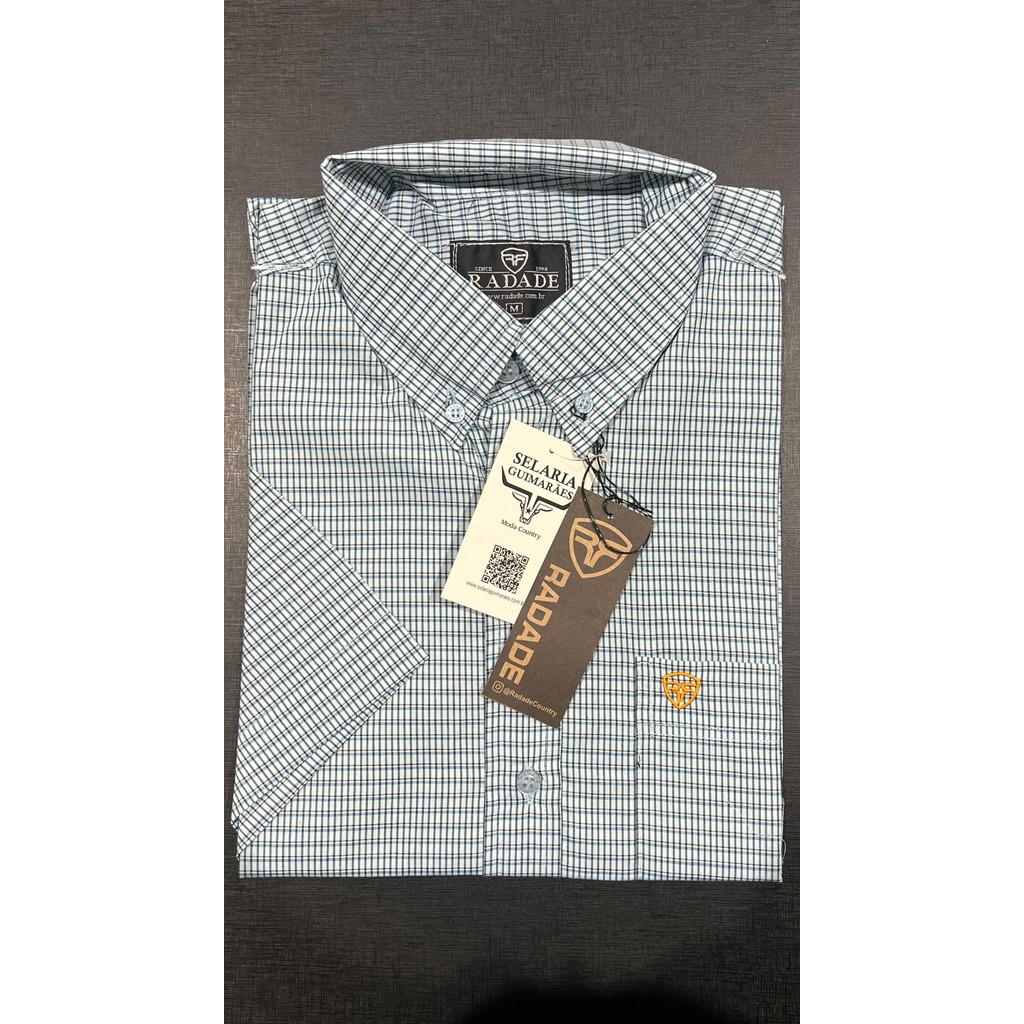 CAMISA RADADE MANGA CURTA XADREZ AZUL BEBÊ MARINHO BRANCO