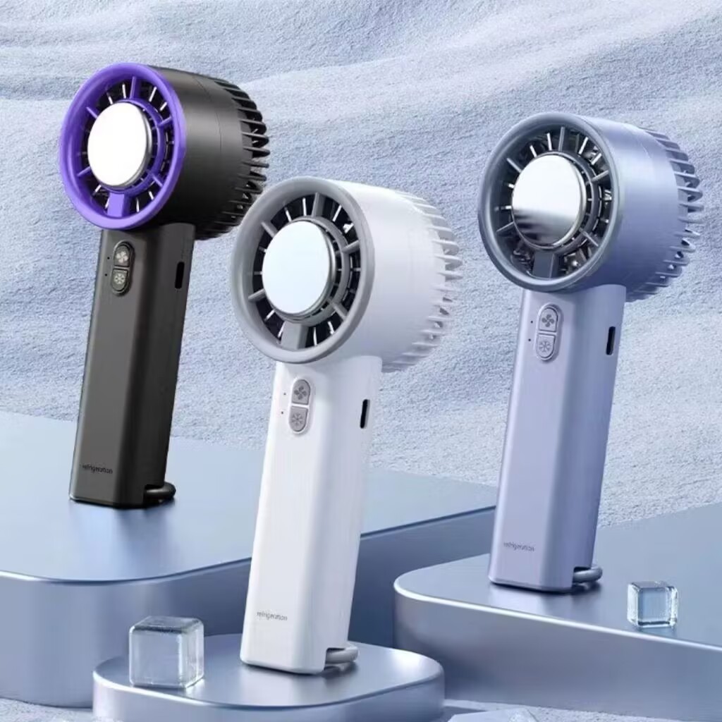 Mini Ventilador Portátil de Mão e Mesa Elétrico Recarregável Refrigeração Semicondutora Mini Ventilador Skin Care
