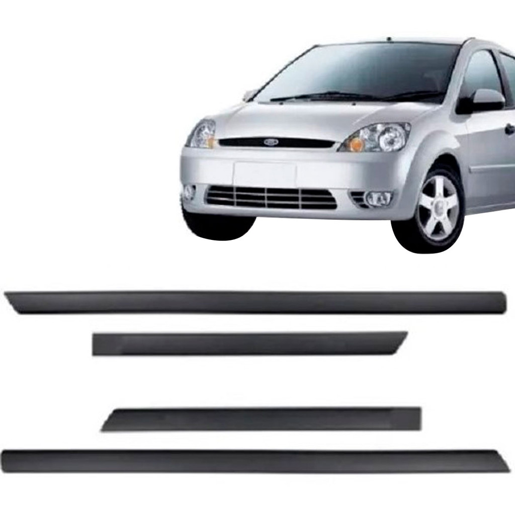 Kit 4 Frisos Lateral Fiesta Hatch 2003 2004 2005 2006 2007 Preto