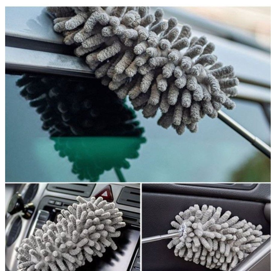 Espanador Pó Extensível Microfibra Eletrostático Cabo Retrátil Para Limpeza Domestica Automotiva Tira poeira de armário gaveta mesa carro
