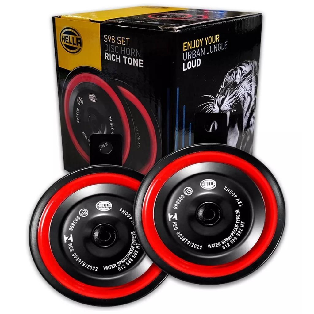 Par de Buzina Paquerinha Bi-bi Hella Grave Agudo Carro Moto 12v Universal - Spare Parts and Accessories for Vehicles