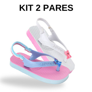 Kit 02 Pares de Chinelo Infantil Com Elástico Confortável Leve Promoção em Oferta na Shopee