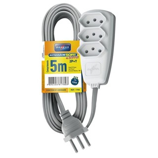 Extensão Legrand Daneva com 3 tomadas - 5 Metros - 10A - Novo Padrão - Branco - DN1780 em Oferta na Shopee