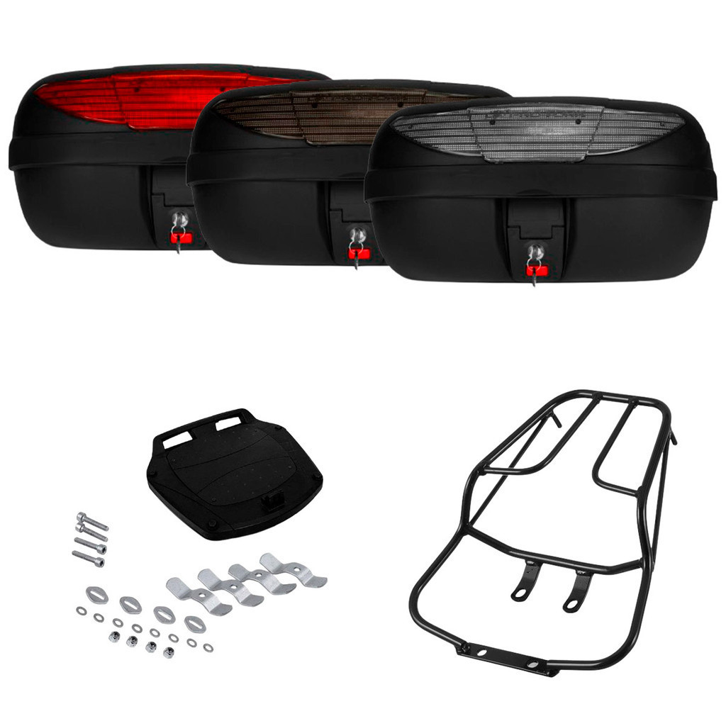 Bagageiro Sansão Fan Titan 2009 à 2013 Suporta até 6kg + Bau Bauleto 45L Vermelho Fumê Cristal