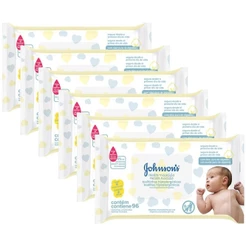Kit com 6 Lenços Umedecidos Johnson's Baby Recém Nascido com 96 unidades cada