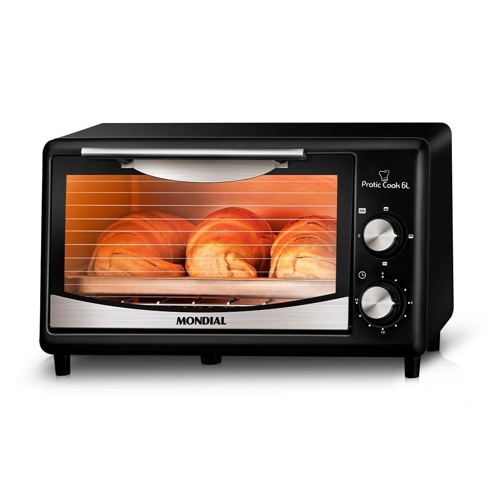 Forno Elétrico Mondial Pratic Cook 6L FR-09 Preto/Inox 127V