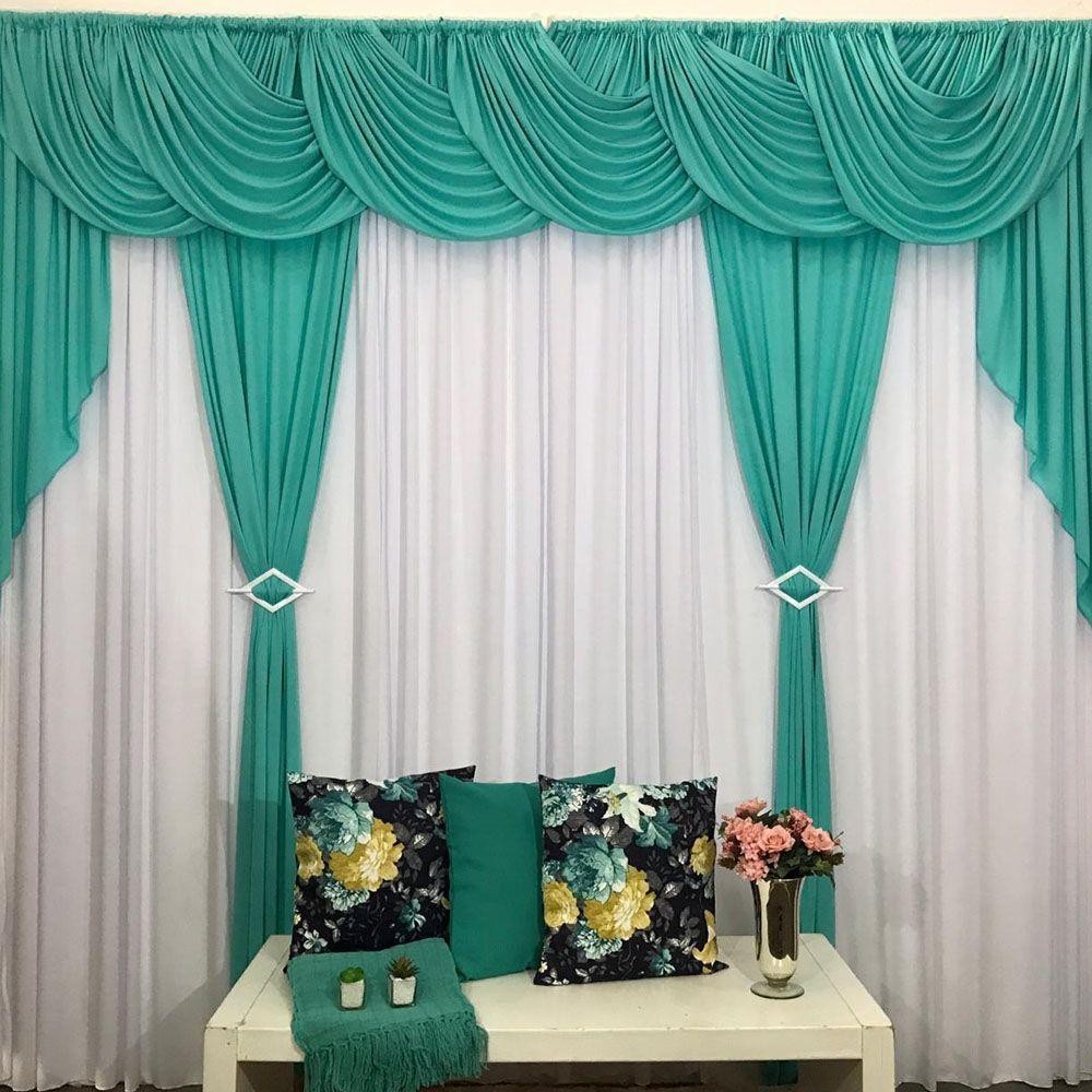 Cortina Duplo Gel 4,00M X 2,60M Verde Tifani e Branco em Oferta na Shopee