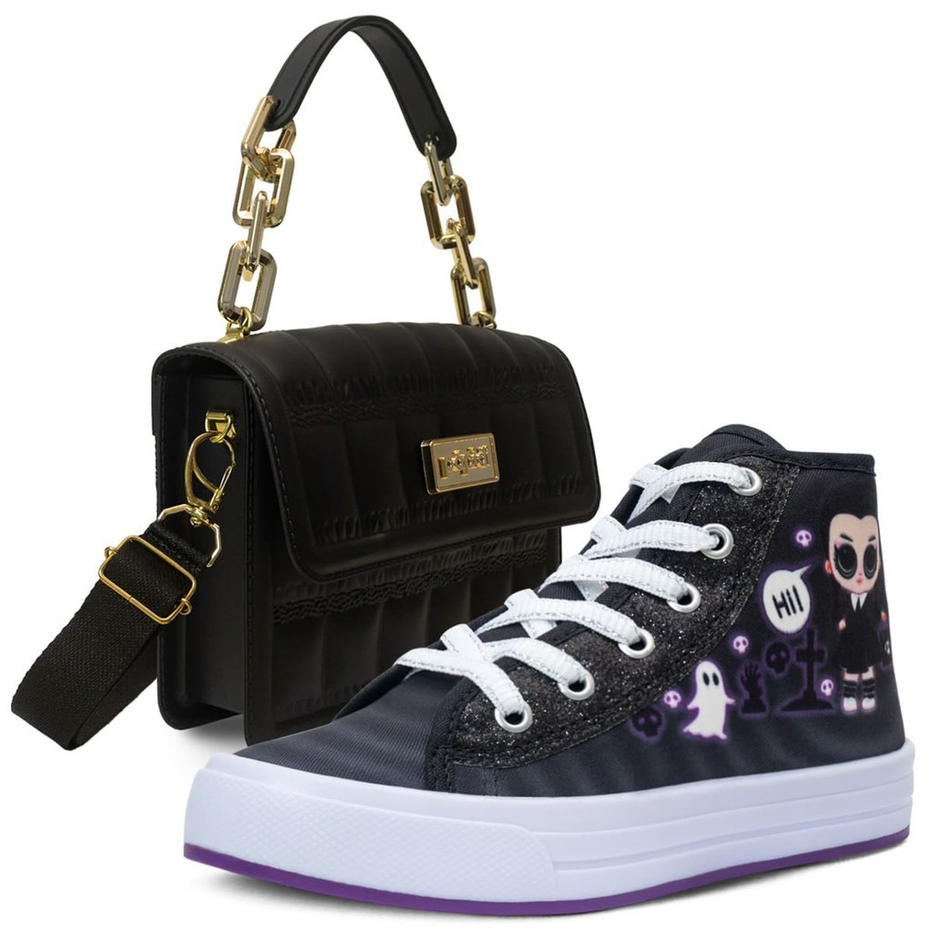 Kit Bolsa E Tenis Cano Alto Botinha Infantil Menina K21
