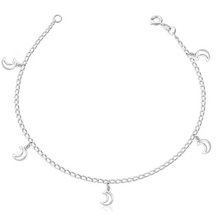 Pulseira prata 925 5 luas pendentes em Oferta na Shopee