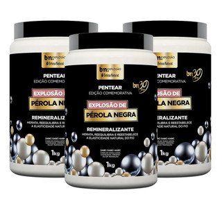 Kit 3x Creme de Pentear Explosão de Pérola Negra 1Kg | Beleza Natural bn.Explosão em Oferta na Shopee