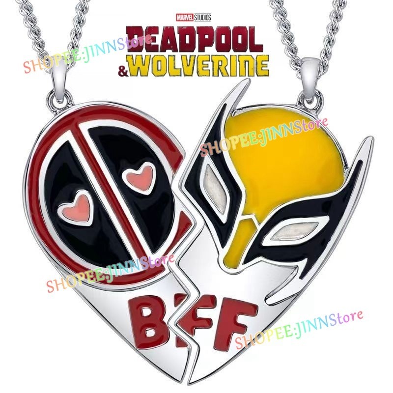 - JINN-IN STOCK Deadpool E Wolverine Split Heart Necklace Melhores Amigos Colar Conjunto De Pingente Mulher Homem Cosplay Jewelry Gift