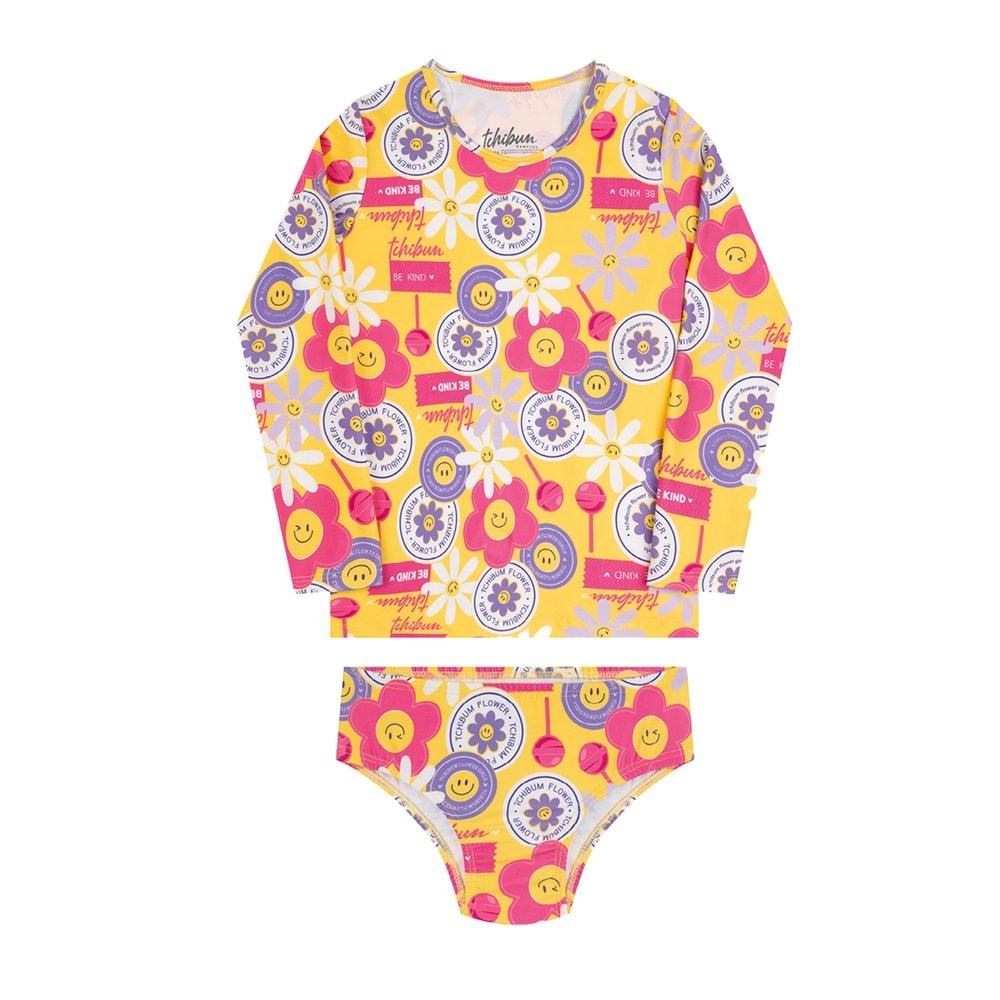 Conjunto Biquíni Menina Floral Emoji - Kamylus em Oferta na Shopee