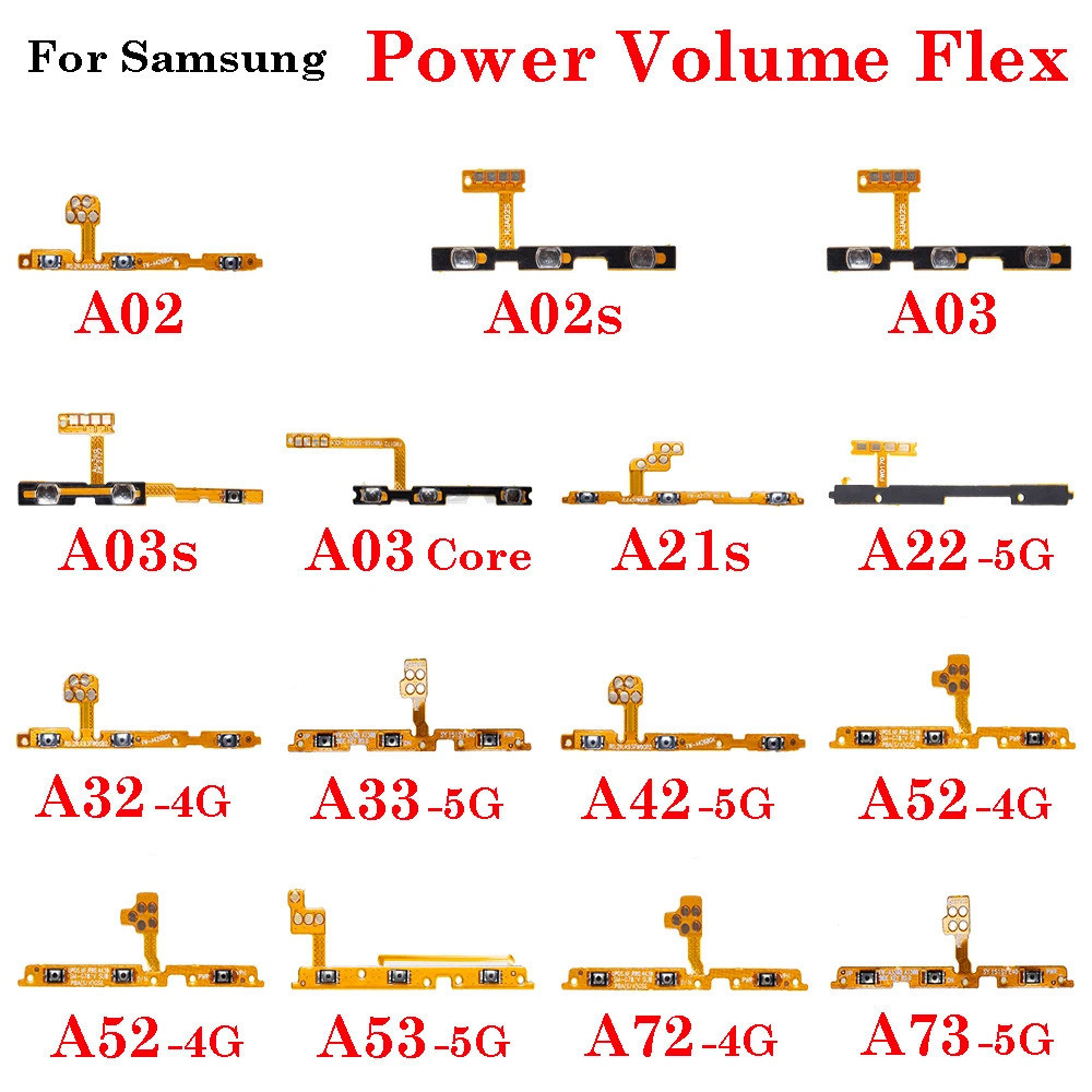 Desligue o cabo flexível do botão para Samsung A02 A02S A03 A03S A03 A03 Núcleo A21S A22 A32 A33 A42 A52 A53 A72 A73