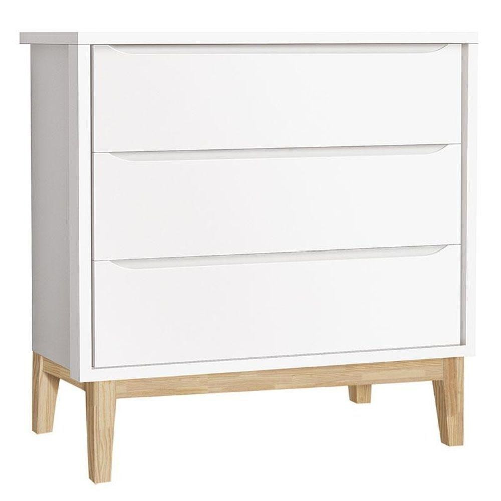 Cômoda Gaveteiro Infantil New Classic Branco Madeira Natural - Reller em Oferta na Shopee
