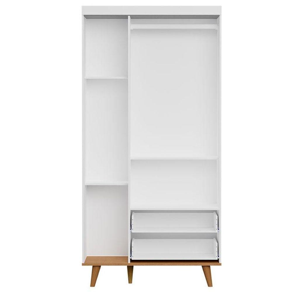 Detalhes do Guarda Roupa Infantil Retrô Duda 3 Portas Branco Acetinado Bétula - Carolina