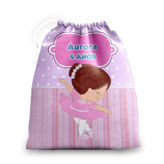 10 sacolinhas personalizada tecido BAILARINA  para lembrancinhas de festa de aniversario 30cmx20cm