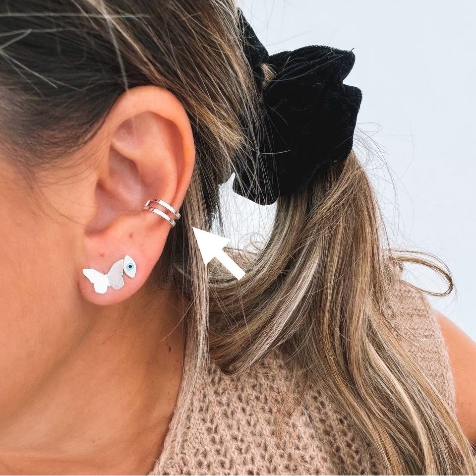 Piercing Fake Duplo Prata 925 Legítima Elegante Immagine Prata
