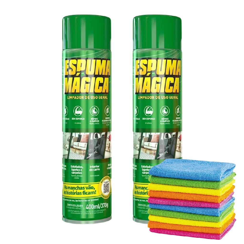 Kit C/ 2 Espuma Mágica Limpador de uso geral a seco com Pano de Microfibra em Oferta na Shopee