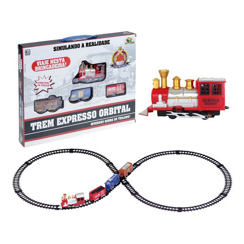 Ferrorama Orbital Trem Elétrico Trilhos E Vagões  19 Peças