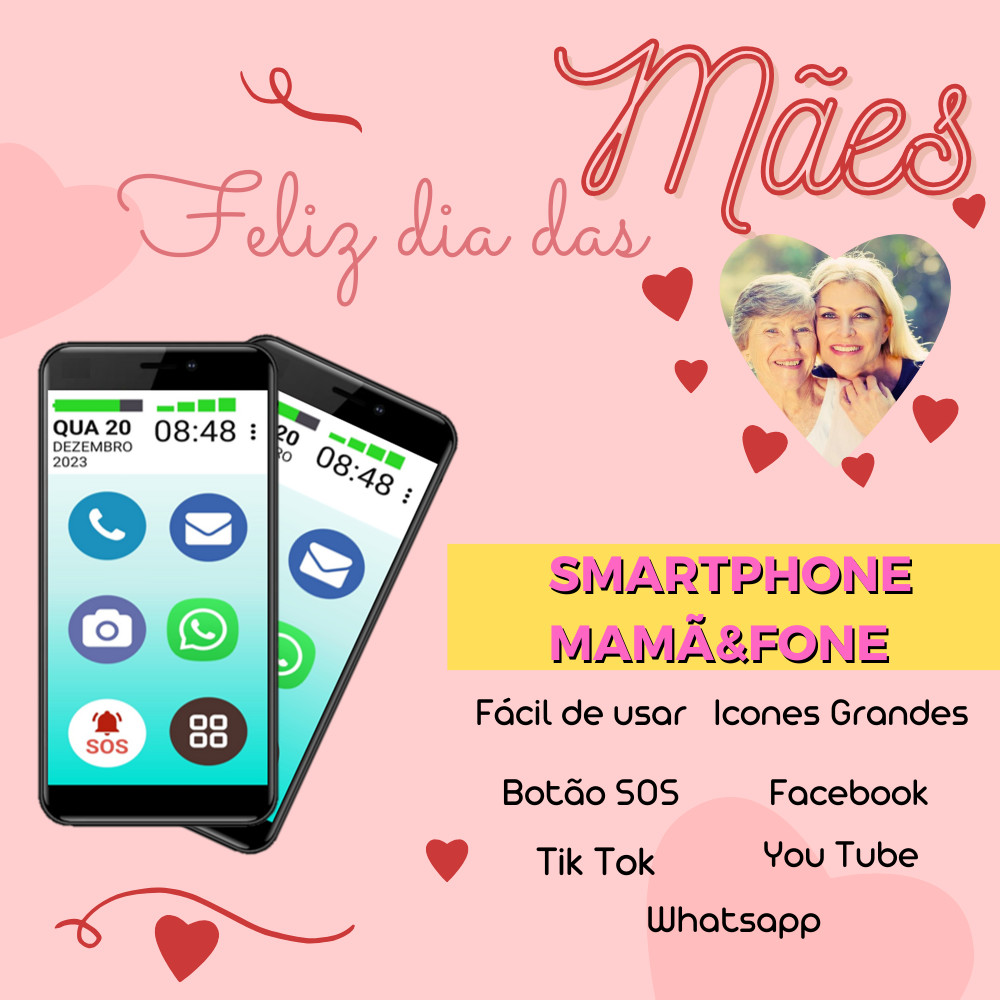 SMARTPHONE MAMÃEFONE 3G 32GB ÍCONES GRANDES ZAP FACE INSTA