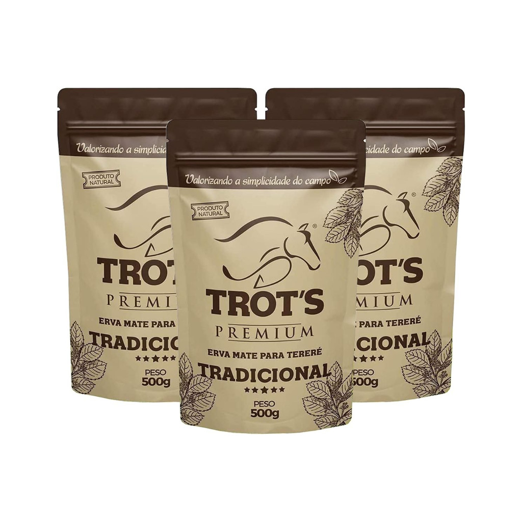 Kit 3 Erva Mate Tereré Premium Trots 500g Sabor Tradicional