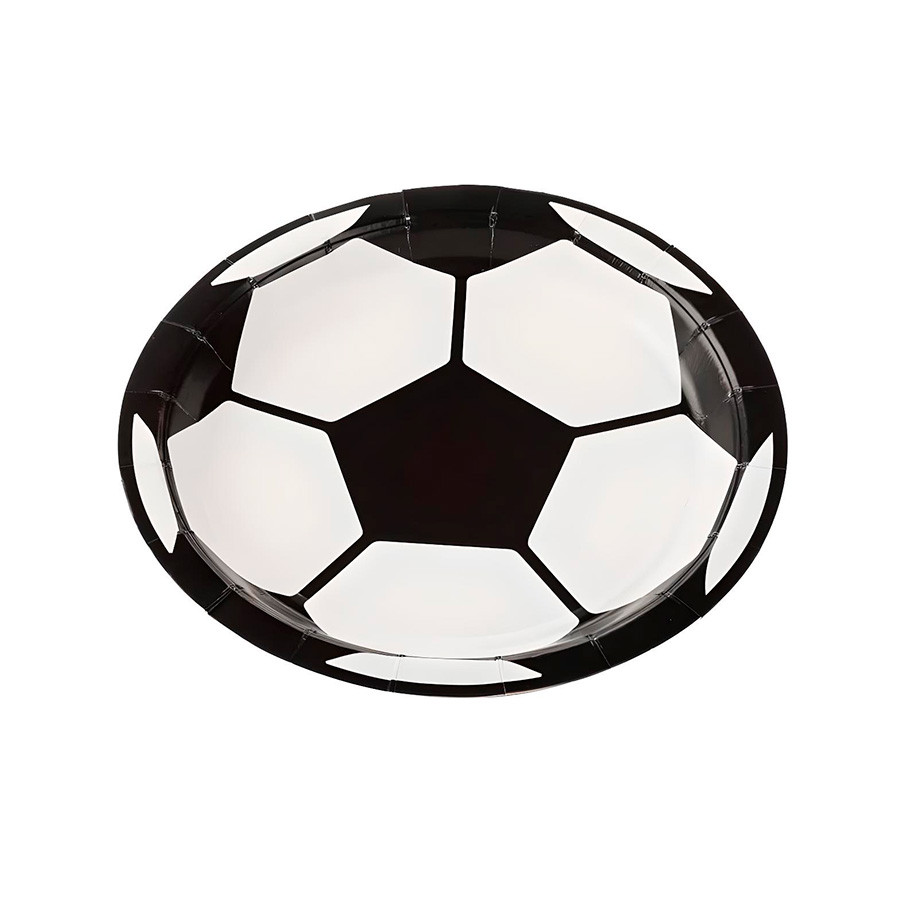 Prato de Papel Redondo Biodegradável - Bola de Futebol - 8 unidades - Rizzo